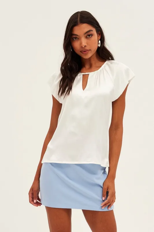 White Workwear Bell Sleeve Top sold by Ally Fashion