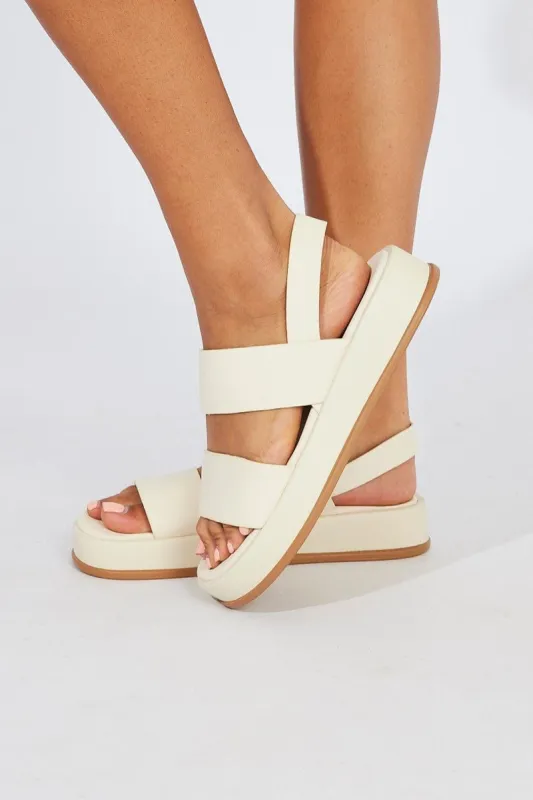 White Double Strap Flat Sandals sold by Ally Fashion