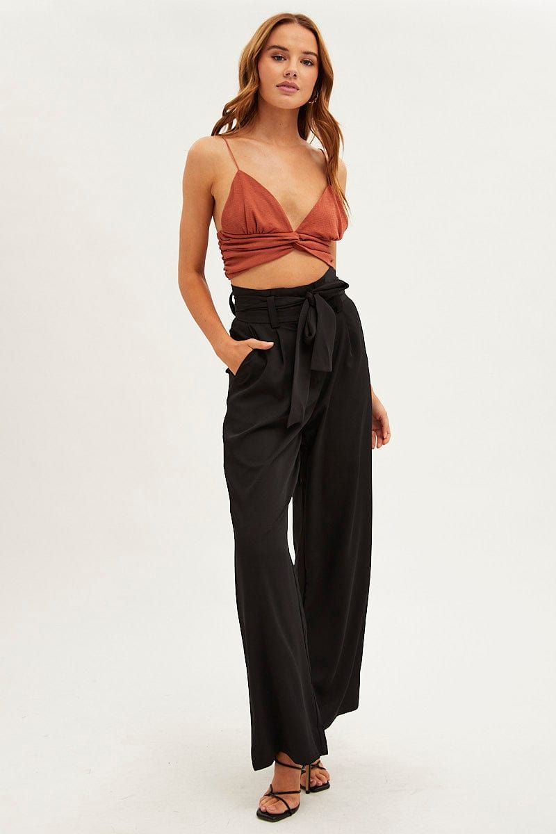 Black Wide Leg Pants High Rise Paperbag sold by Ally Fashion product image thumbnail 3
