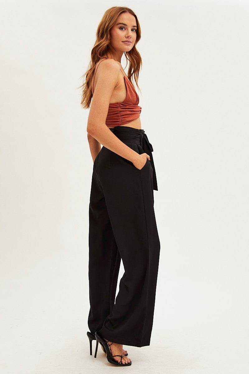 Black Wide Leg Pants High Rise Paperbag sold by Ally Fashion product image thumbnail 4