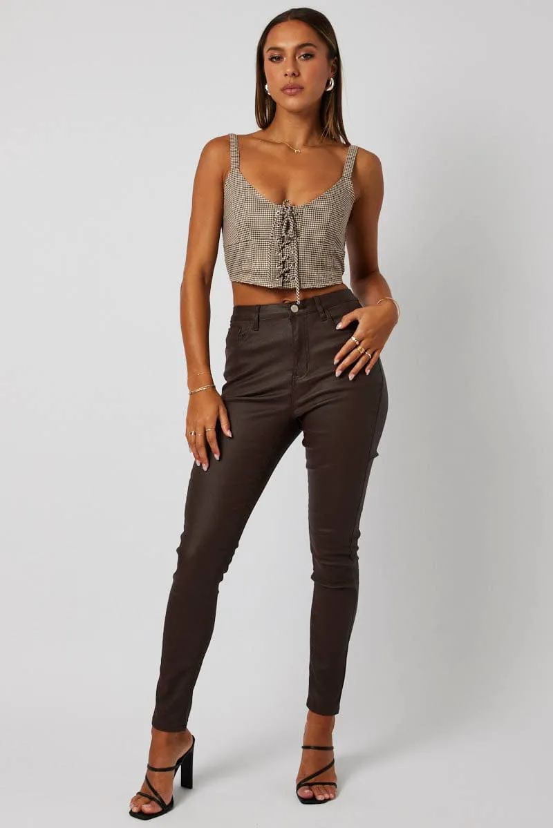 Brown Skinny Jean Wet Look sold by Ally Fashion product image thumbnail 2