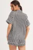 BLACK Pyjamas Set Short Sleeve Collared Shorts Satin sold by Ally Fashion