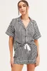 BLACK Pyjamas Set Short Sleeve Collared Shorts Satin sold by Ally Fashion
