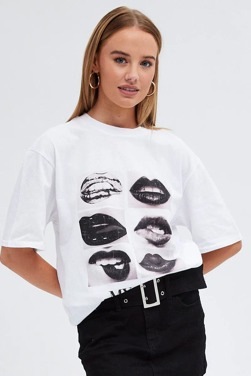 White Graphic Tee Short Sleeve sold by Ally Fashion product image thumbnail 3