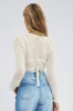 Beige Crochet Knit Cardigan Long Sleeve Tie Up sold by Ally Fashion