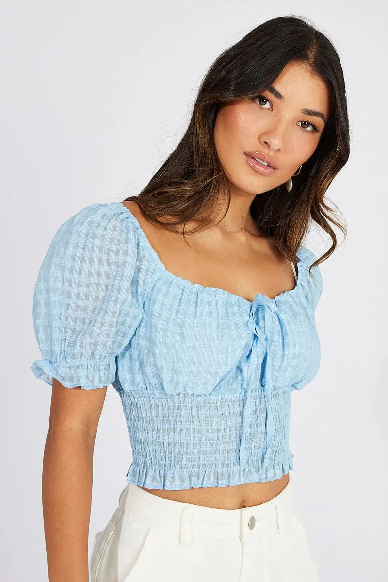 Blue Crop Top Short Sleeve sold by Ally Fashion product image thumbnail 3