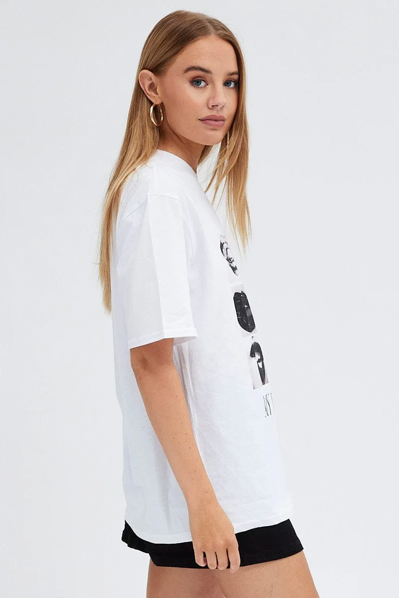 White Graphic Tee Short Sleeve sold by Ally Fashion product image thumbnail 4