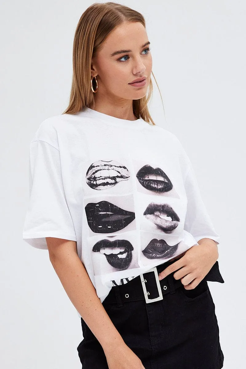 White Graphic Tee Short Sleeve sold by Ally Fashion