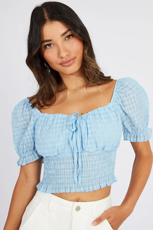 Blue Crop Top Short Sleeve sold by Ally Fashion