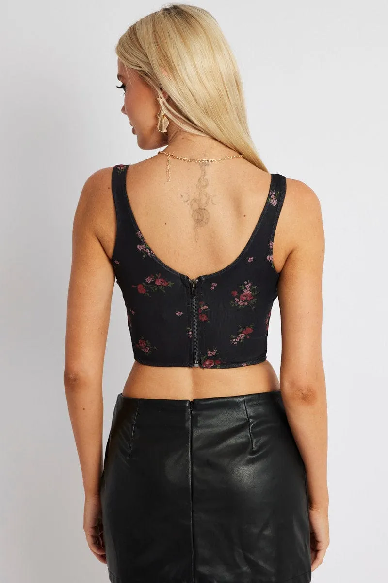 Black Ditsy Corset Top Mesh sold by Ally Fashion product image thumbnail 5