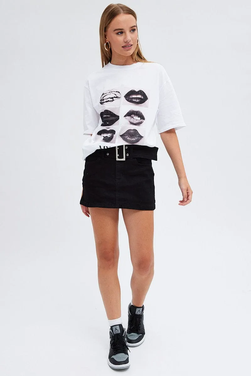 White Graphic Tee Short Sleeve sold by Ally Fashion product image thumbnail 2
