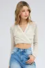Beige Crochet Knit Cardigan Long Sleeve Tie Up sold by Ally Fashion