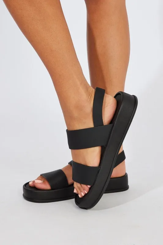 Black Double Strap Flat Sandals sold by Ally Fashion