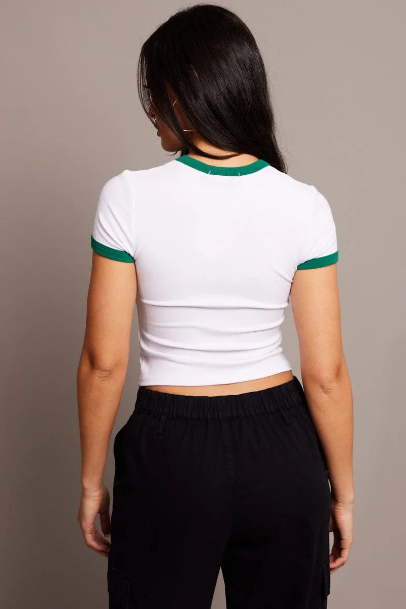 White Graphic Tee Short Sleeve sold by Ally Fashion product image thumbnail 5