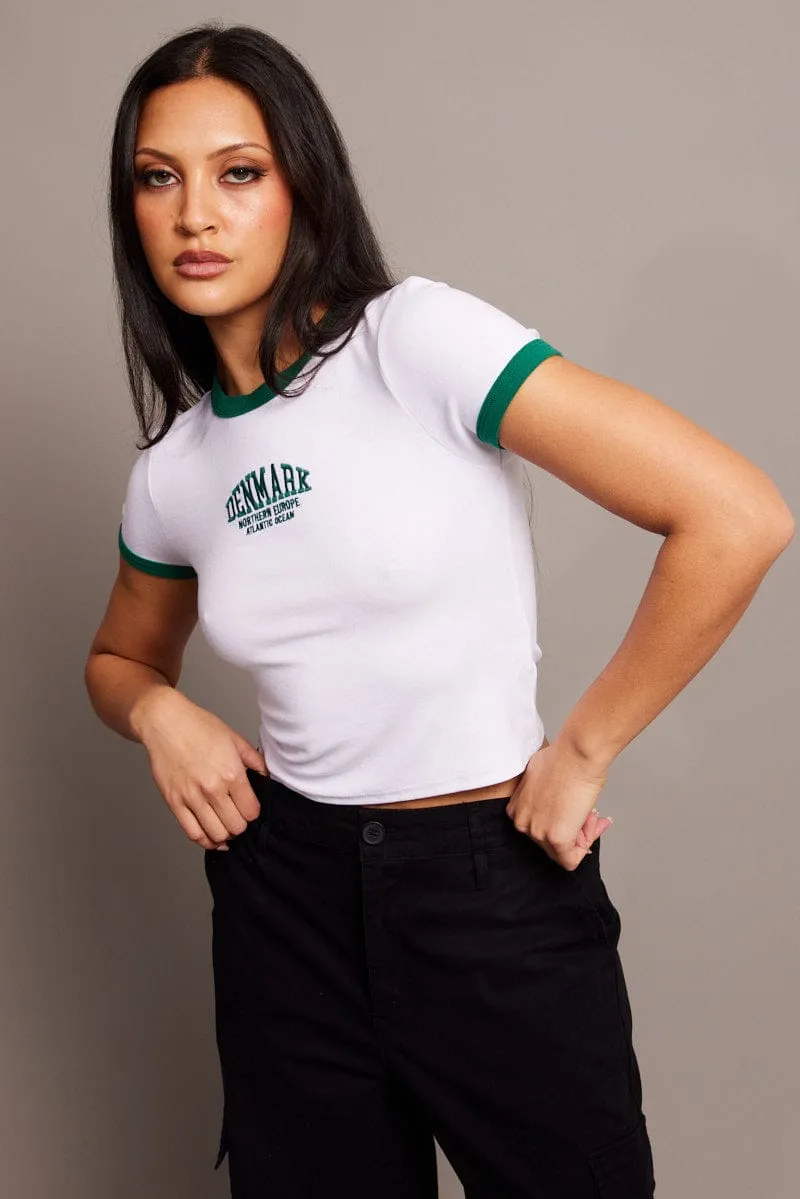 White Graphic Tee Short Sleeve sold by Ally Fashion product image thumbnail 3