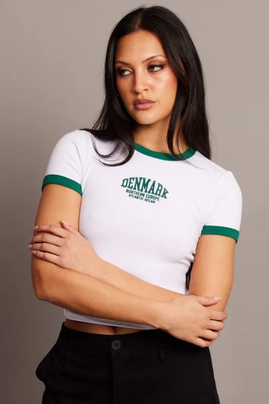 White Graphic Tee Short Sleeve sold by Ally Fashion