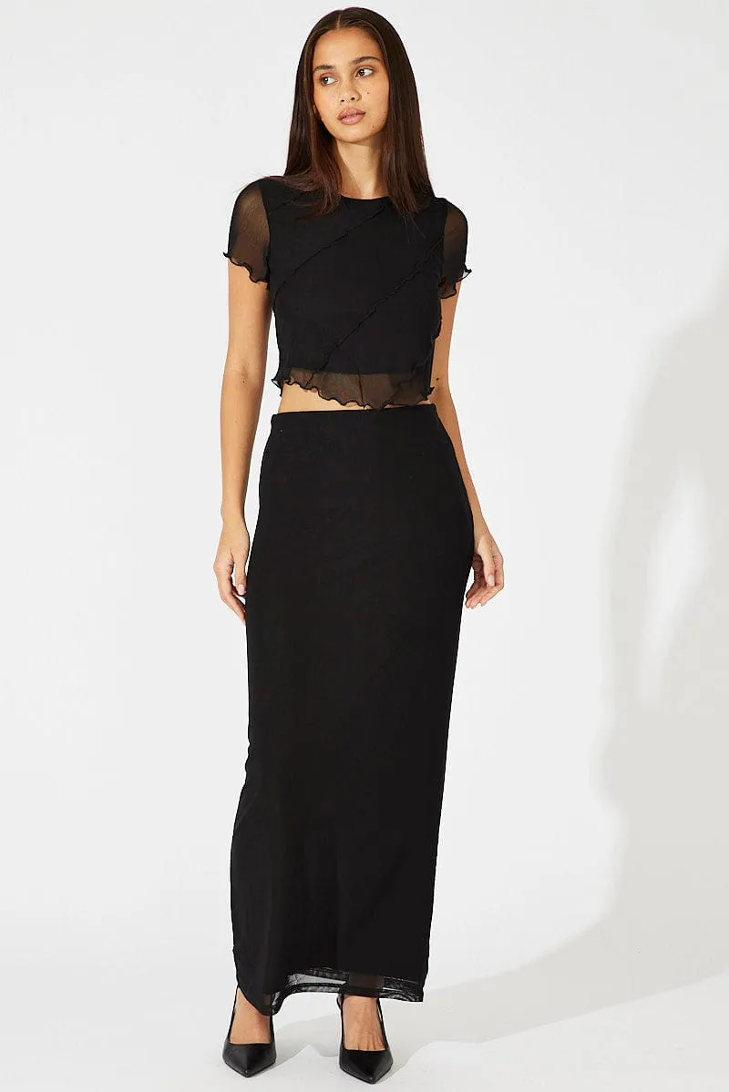 Black Mesh Top Short Sleeve sold by Ally Fashion product image thumbnail 3