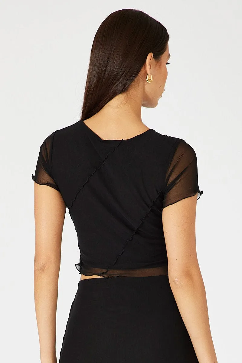 Black Mesh Top Short Sleeve sold by Ally Fashion product image thumbnail 5