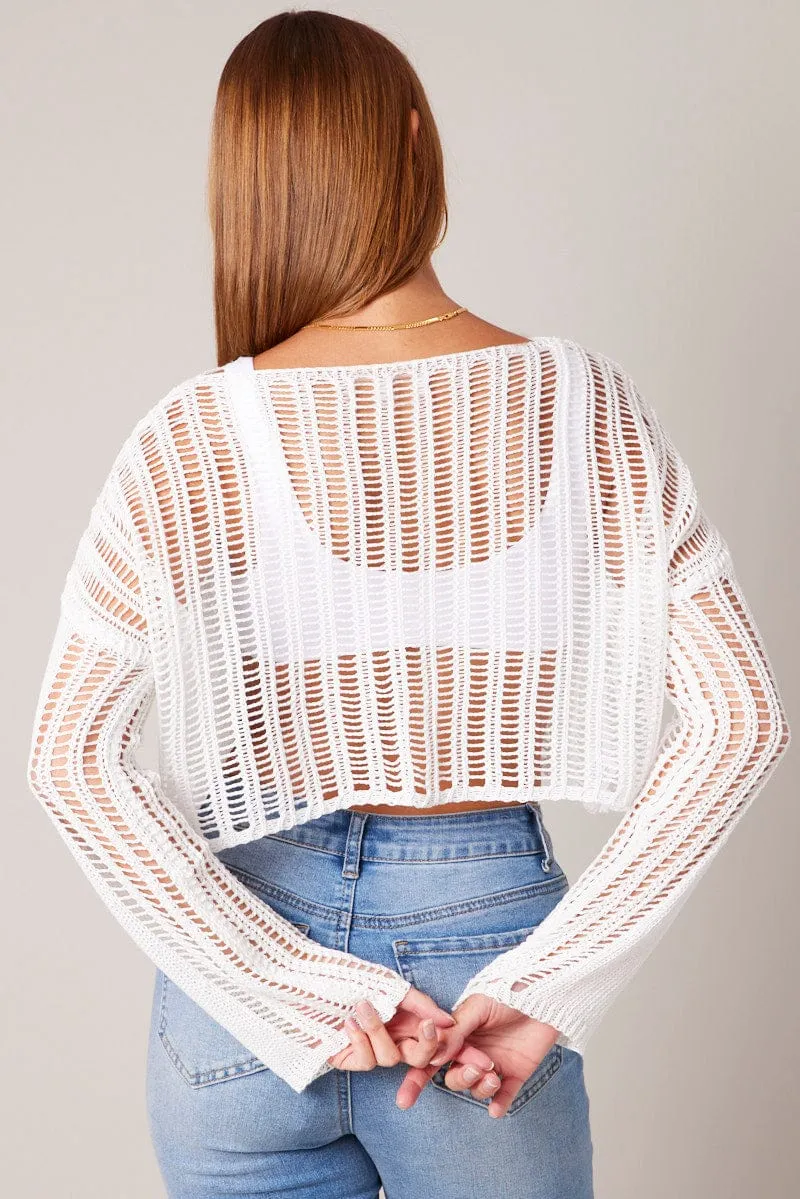 White Crochet Knit Top sold by Ally Fashion product image thumbnail 5