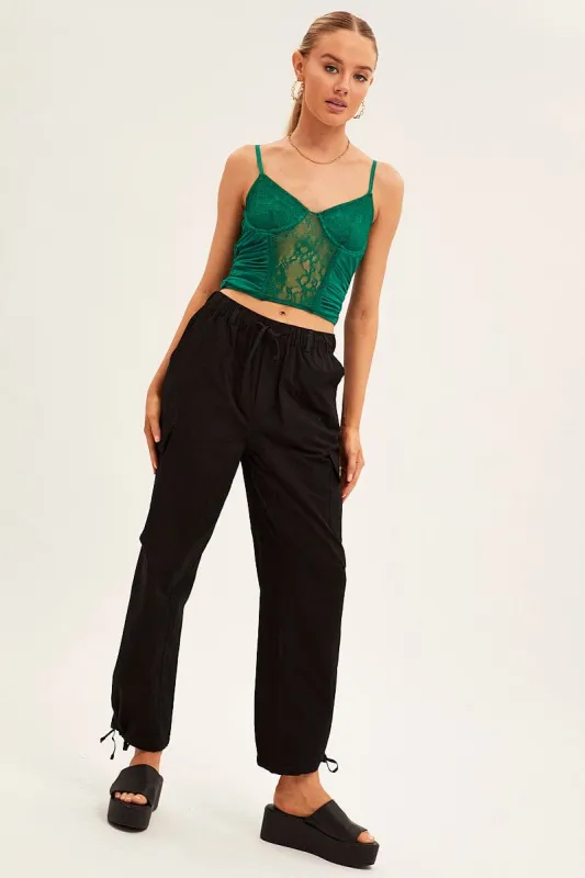 Black Cargo Pants Relaxed Wide Leg sold by Ally Fashion