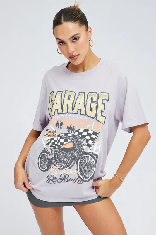 Grey Graphic Tee Short Sleeve Print sold by Ally Fashion