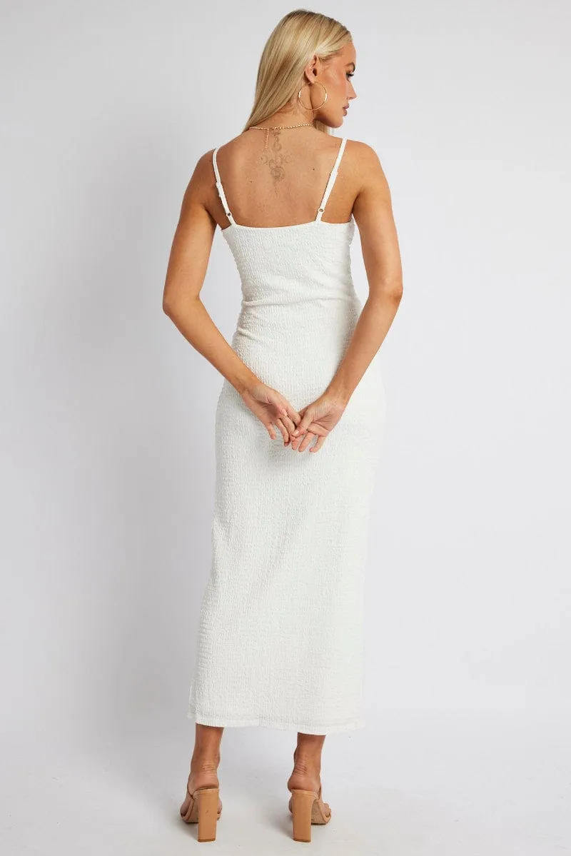 White Bodycon Dress Maxi Textured Fabric sold by Ally Fashion product image thumbnail 5