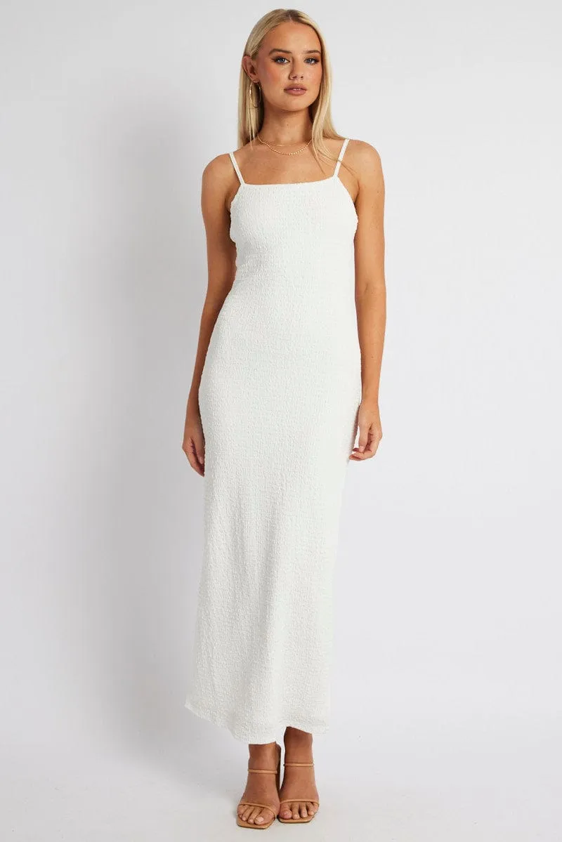 White Bodycon Dress Maxi Textured Fabric sold by Ally Fashion product image thumbnail 2