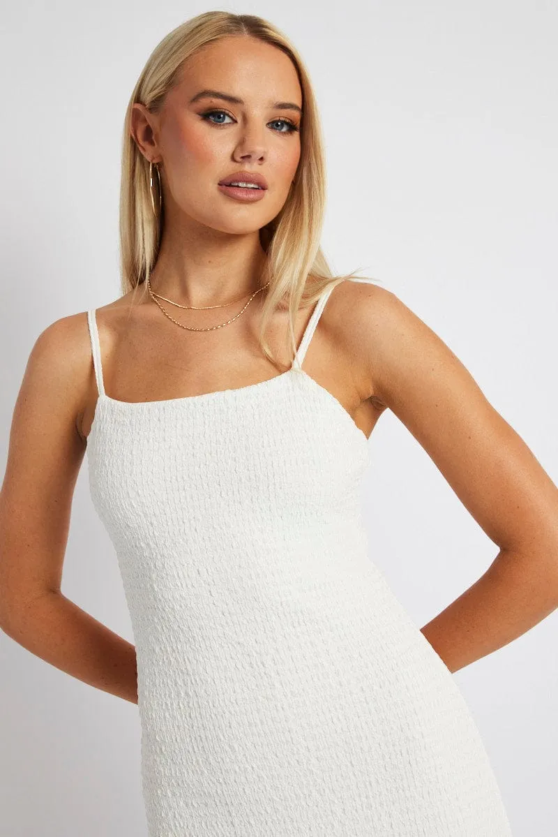 White Bodycon Dress Maxi Textured Fabric sold by Ally Fashion product image thumbnail 3