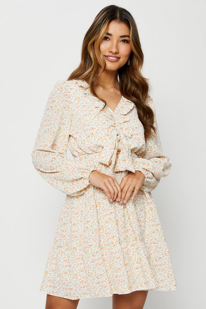 Print Mini Dress Long Sleeve sold by Ally Fashion