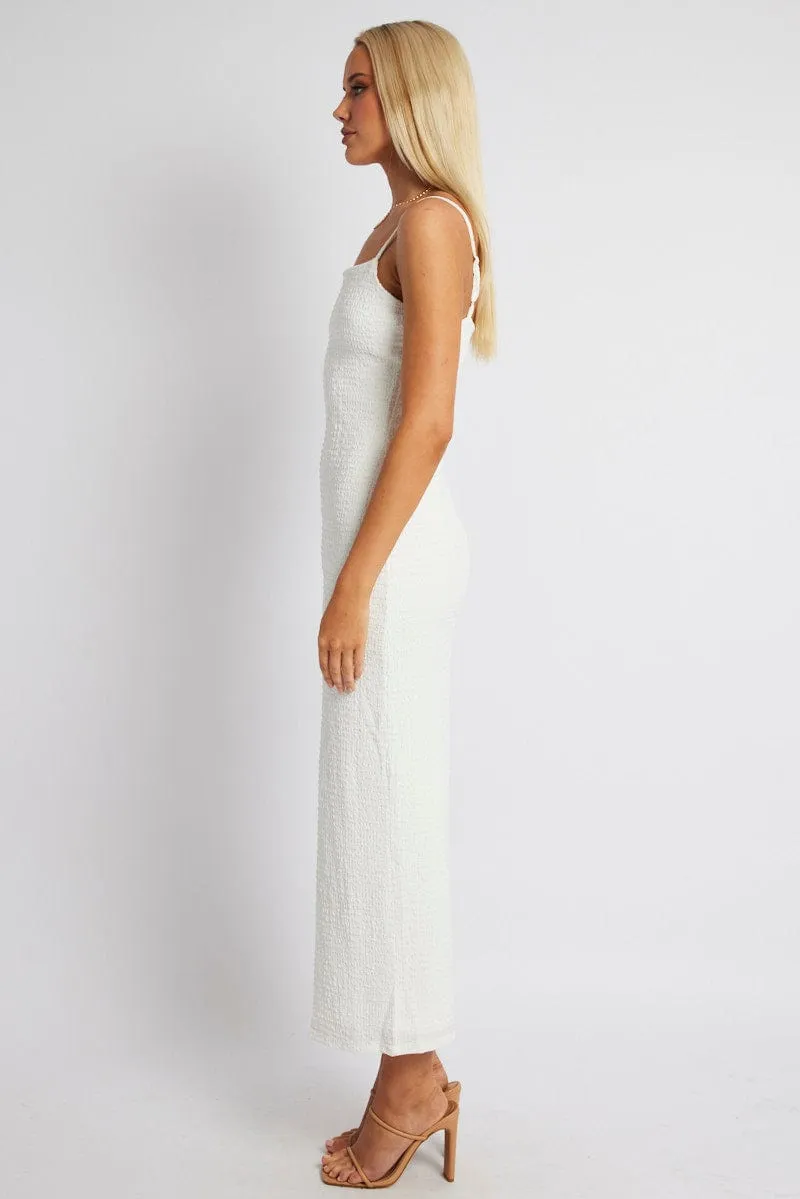 White Bodycon Dress Maxi Textured Fabric sold by Ally Fashion product image thumbnail 4