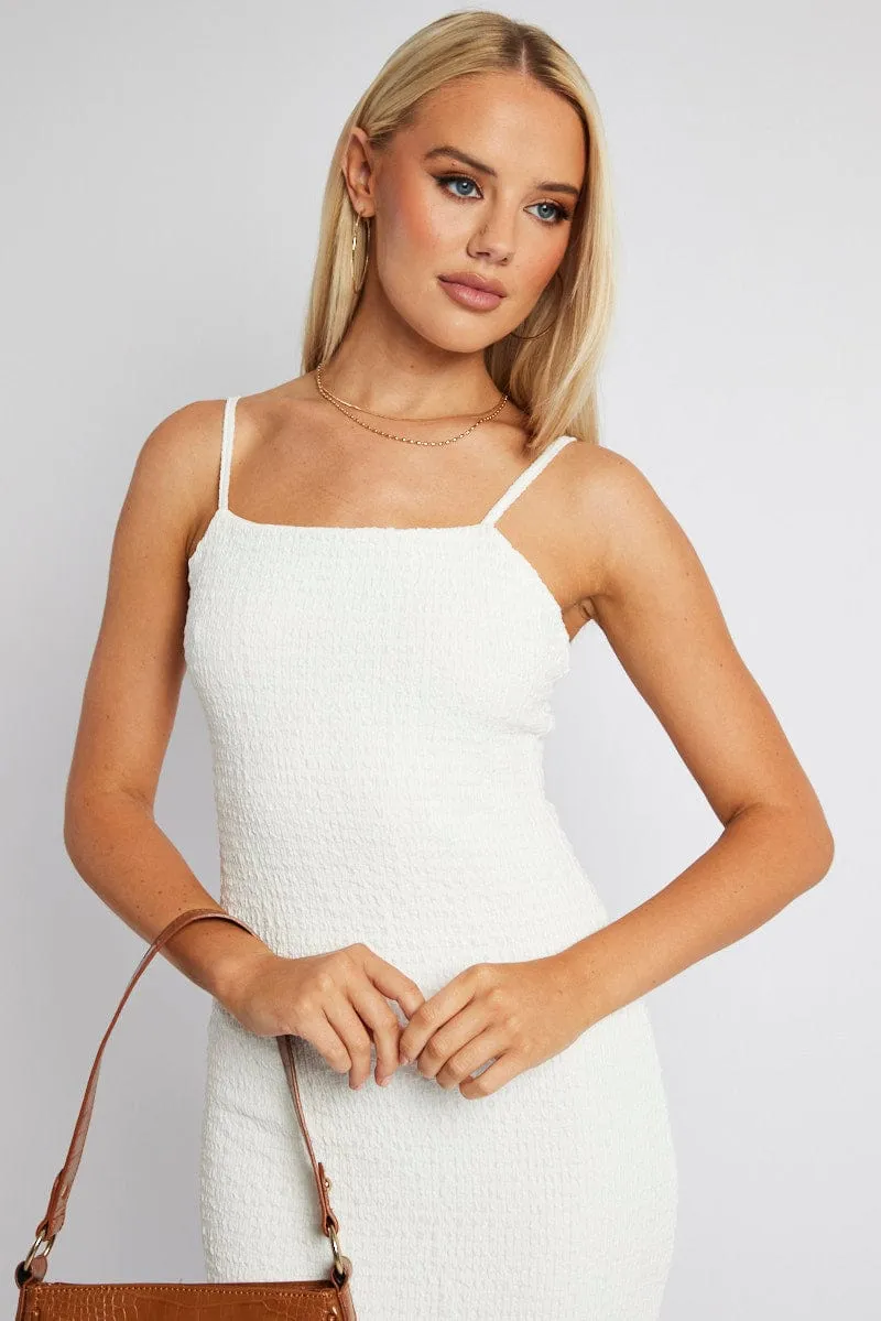 White Bodycon Dress Maxi Textured Fabric sold by Ally Fashion