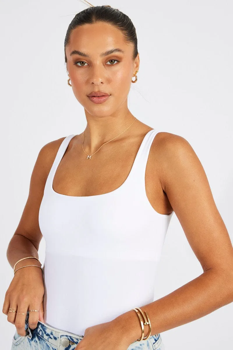 White Bodysuit Scoop Neck Seamless sold by Ally Fashion product image thumbnail 3
