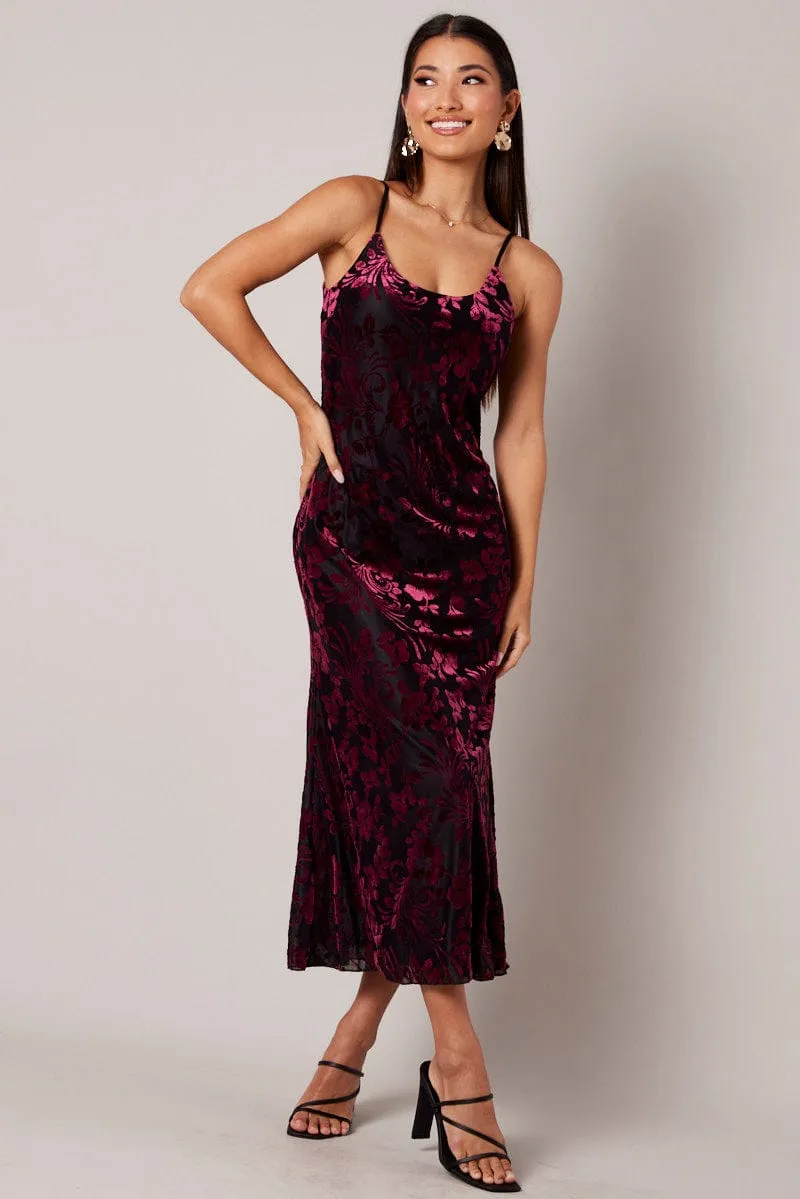 Red Maxi Dress Sleeveless Scoop Neck Burn Out sold by Ally Fashion product image thumbnail 3