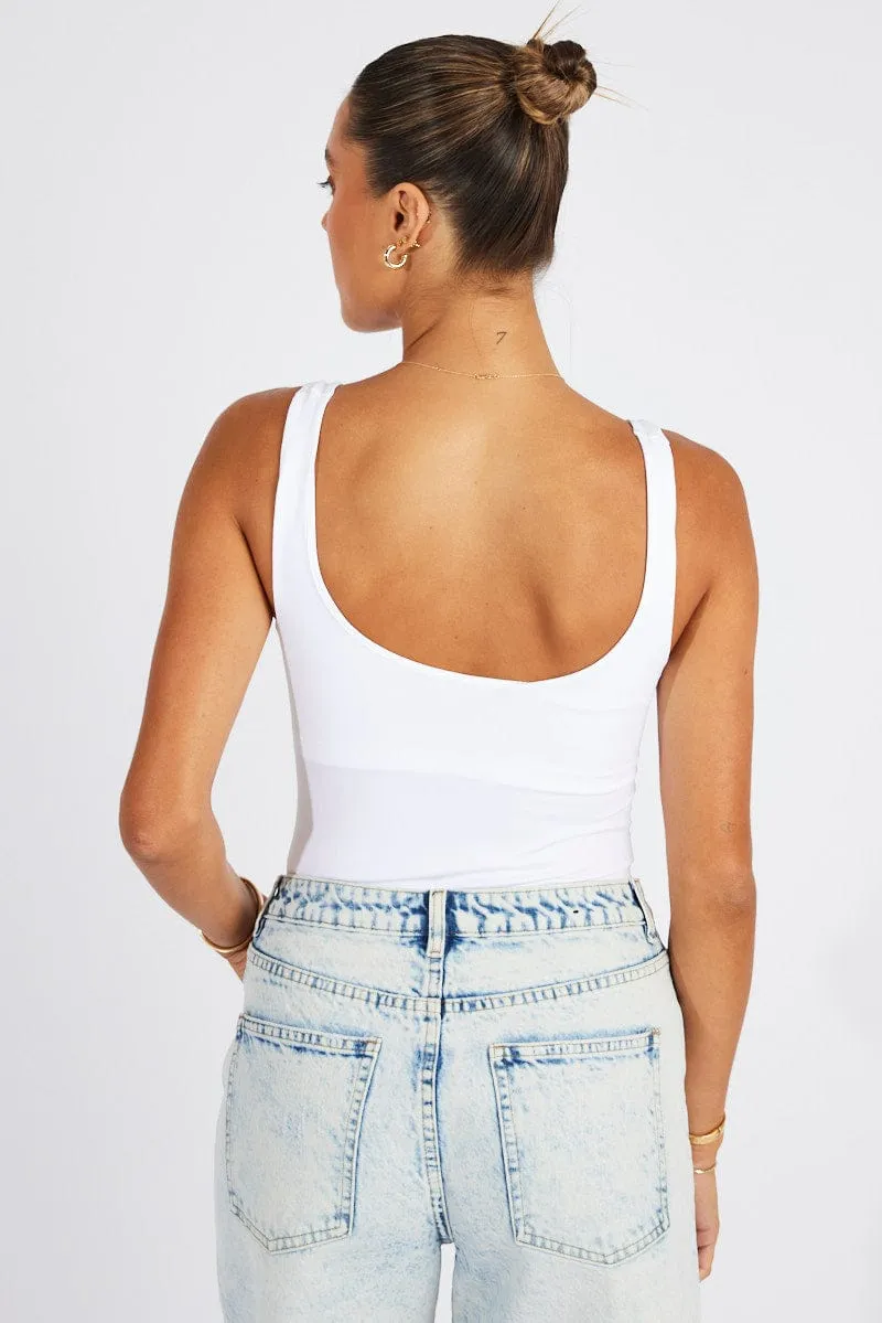 White Bodysuit Scoop Neck Seamless sold by Ally Fashion product image thumbnail 4