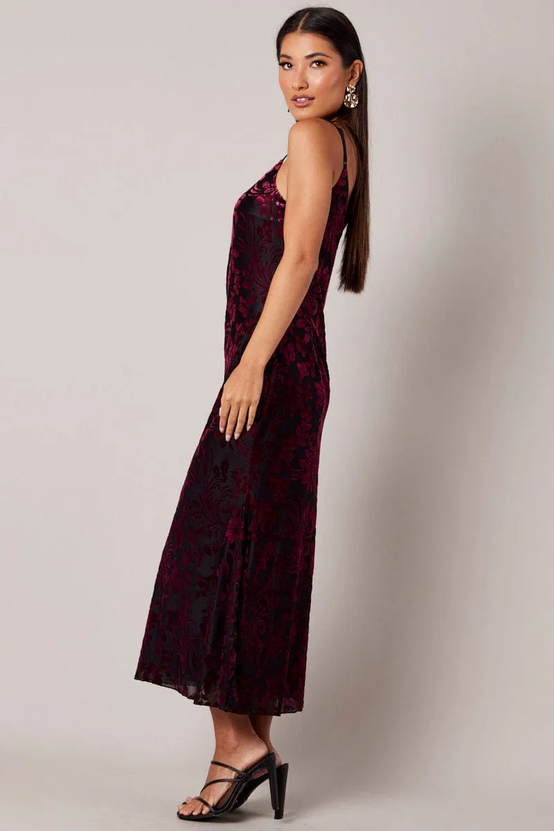 Red Maxi Dress Sleeveless Scoop Neck Burn Out sold by Ally Fashion product image thumbnail 4