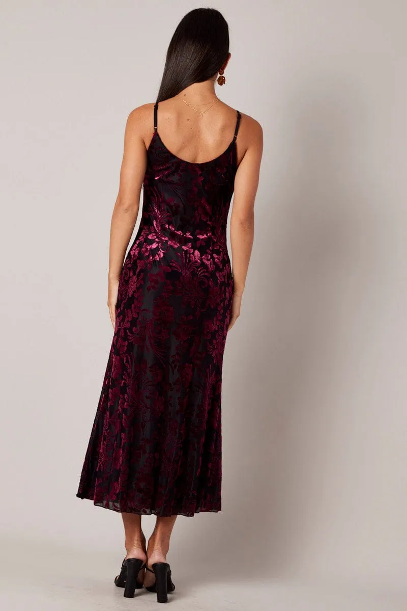 Red Maxi Dress Sleeveless Scoop Neck Burn Out sold by Ally Fashion product image thumbnail 5