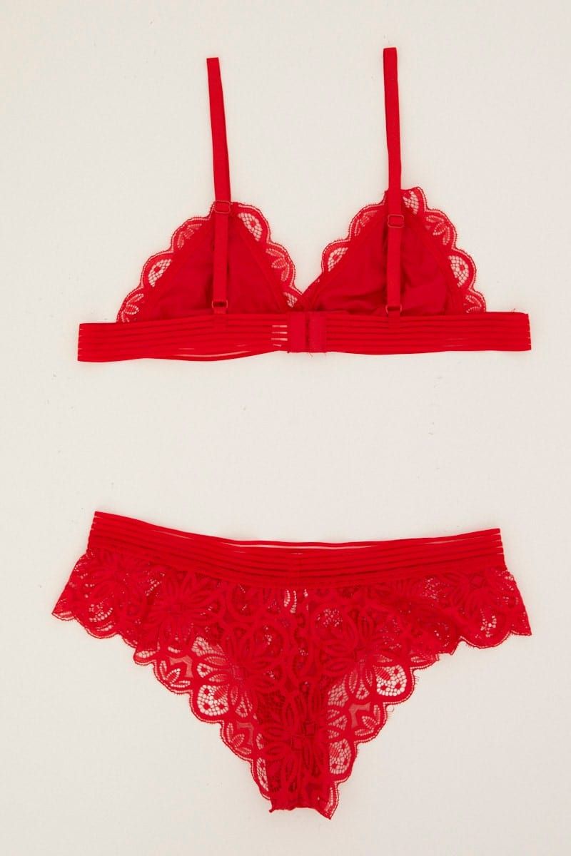 Red Lace Lingerie Set sold by Ally Fashion product image thumbnail 3