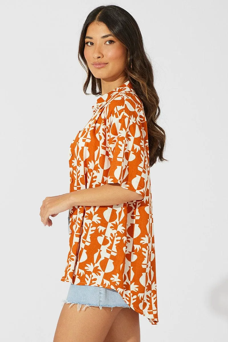 Brown Shirt Short Sleeve sold by Ally Fashion product image thumbnail 4