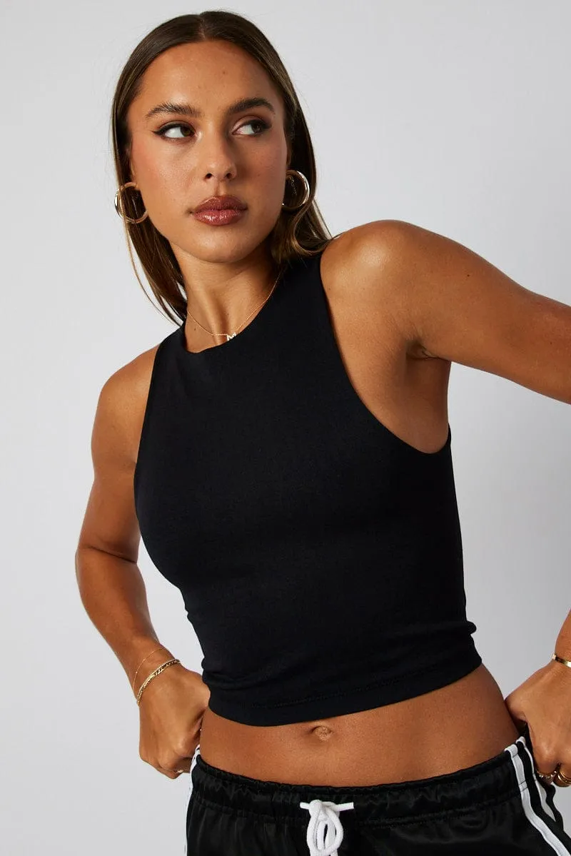 Black Tank Top Crew Neck Seamless sold by Ally Fashion product image thumbnail 4