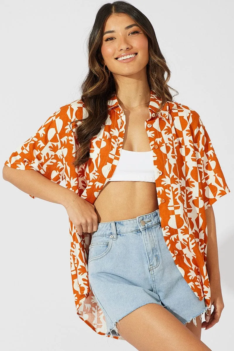 Brown Shirt Short Sleeve sold by Ally Fashion product image thumbnail 3