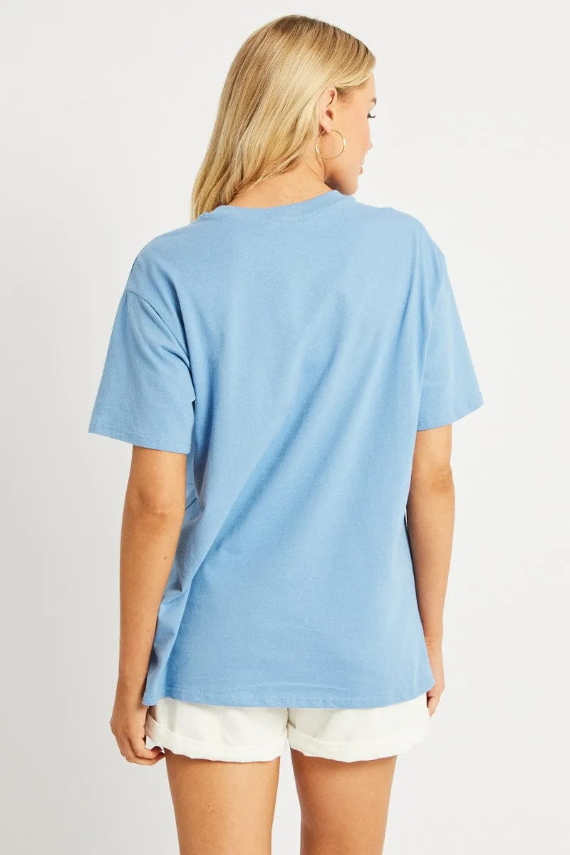 Blue Graphic Tee Short Sleeve sold by Ally Fashion product image thumbnail 5
