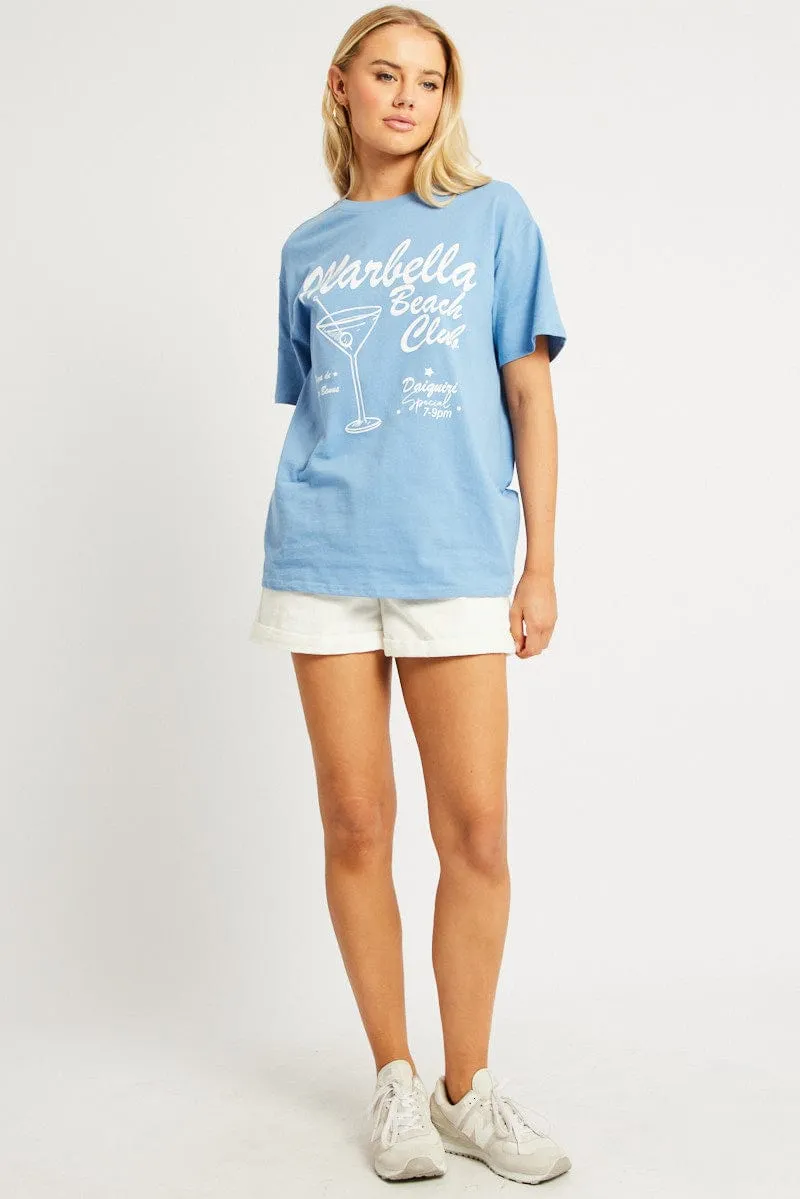 Blue Graphic Tee Short Sleeve sold by Ally Fashion product image thumbnail 2