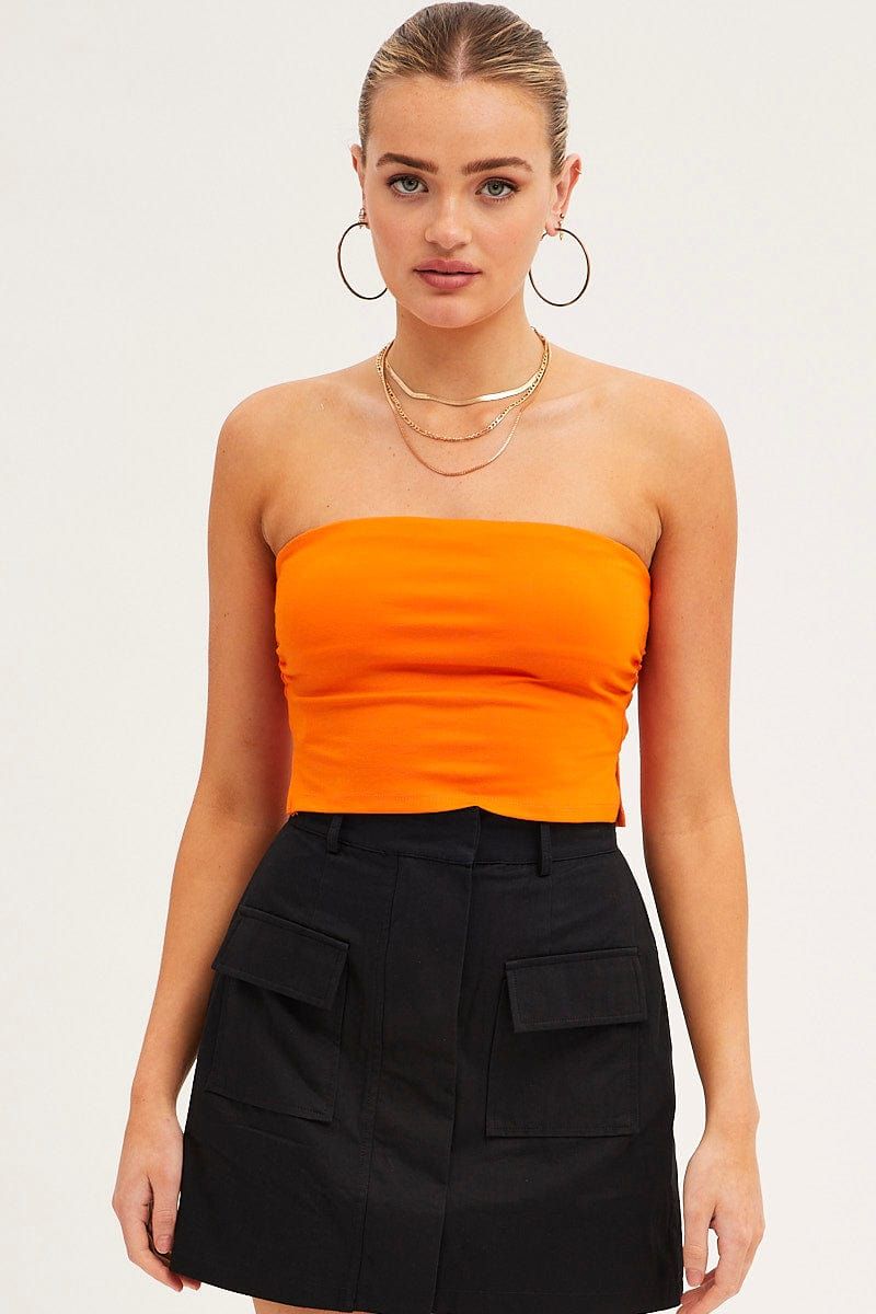 Orange Side Split Bandeau Jersey Top sold by Ally Fashion product image thumbnail 2