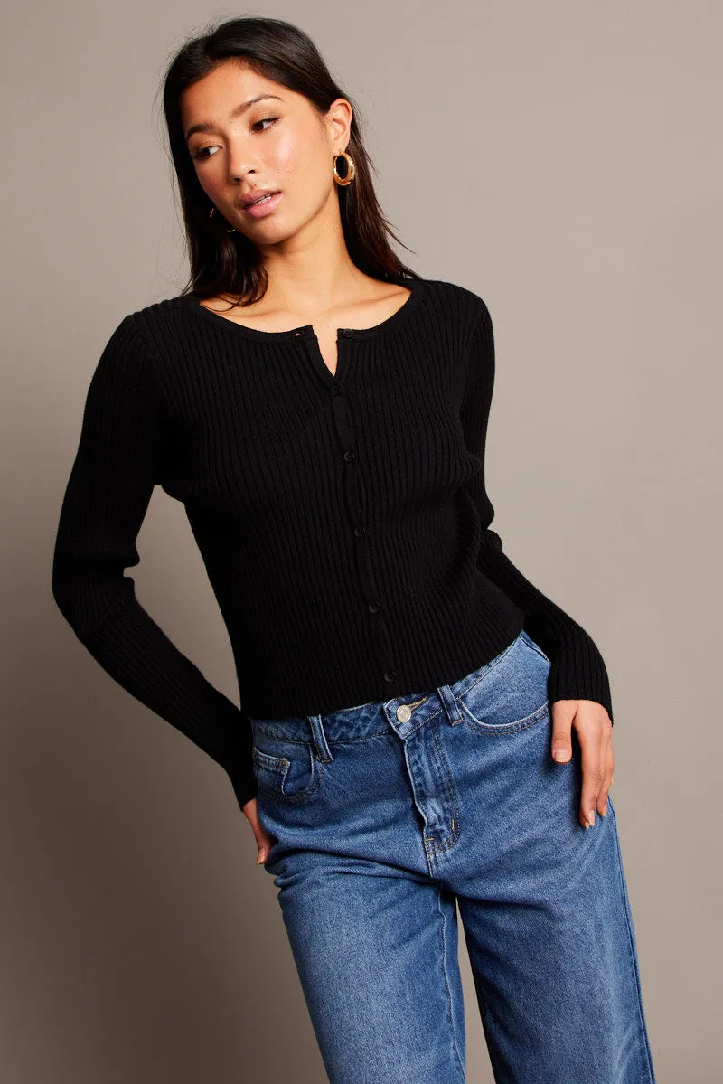 Black Stripe Fitted Cardigan Long Sleeve Round Neck Stripe sold by Ally Fashion product image thumbnail 3