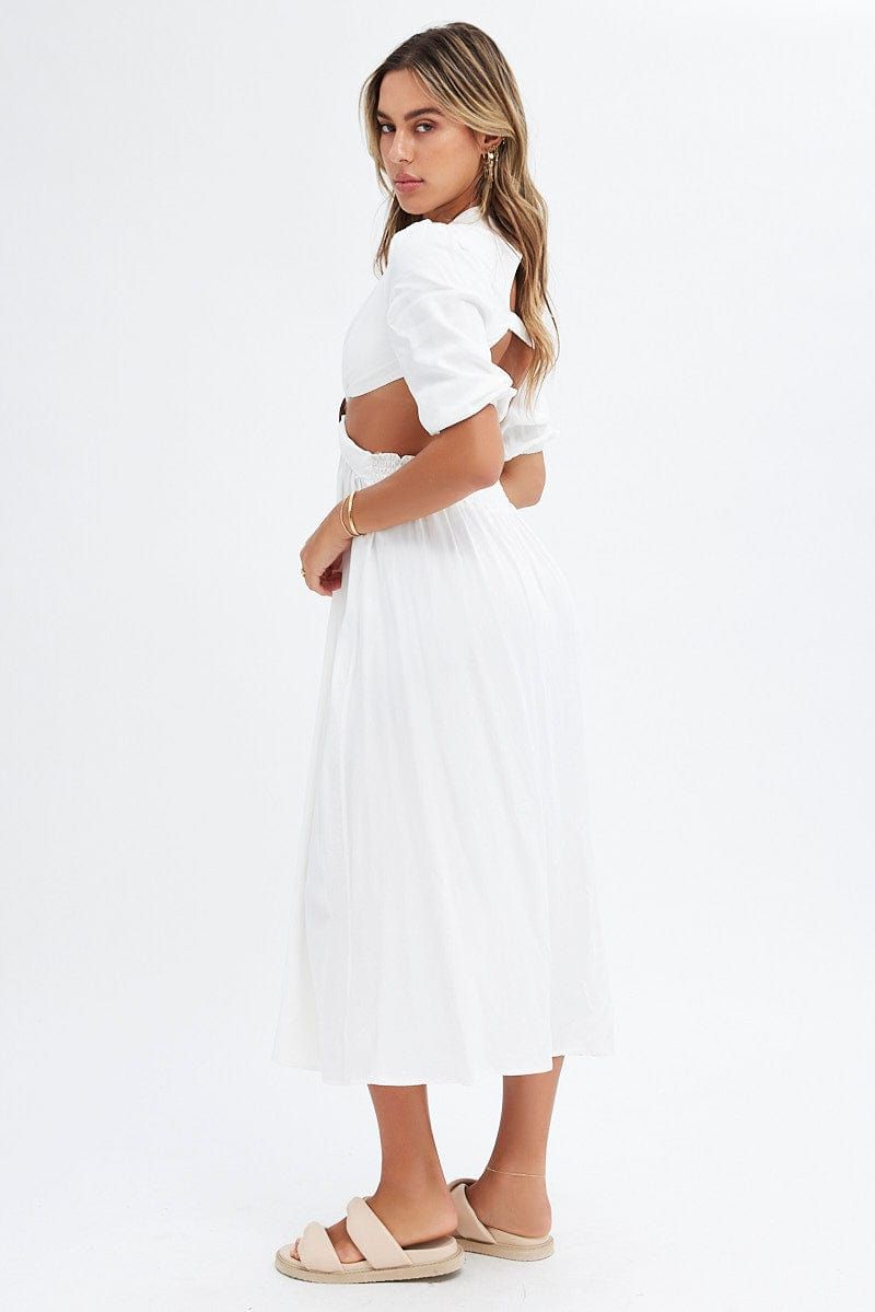 White Cutout Midi Dress sold by Ally Fashion product image thumbnail 4