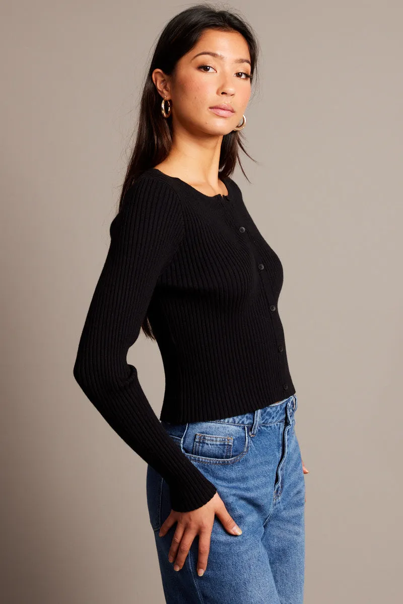 Black Stripe Fitted Cardigan Long Sleeve Round Neck Stripe sold by Ally Fashion product image thumbnail 4