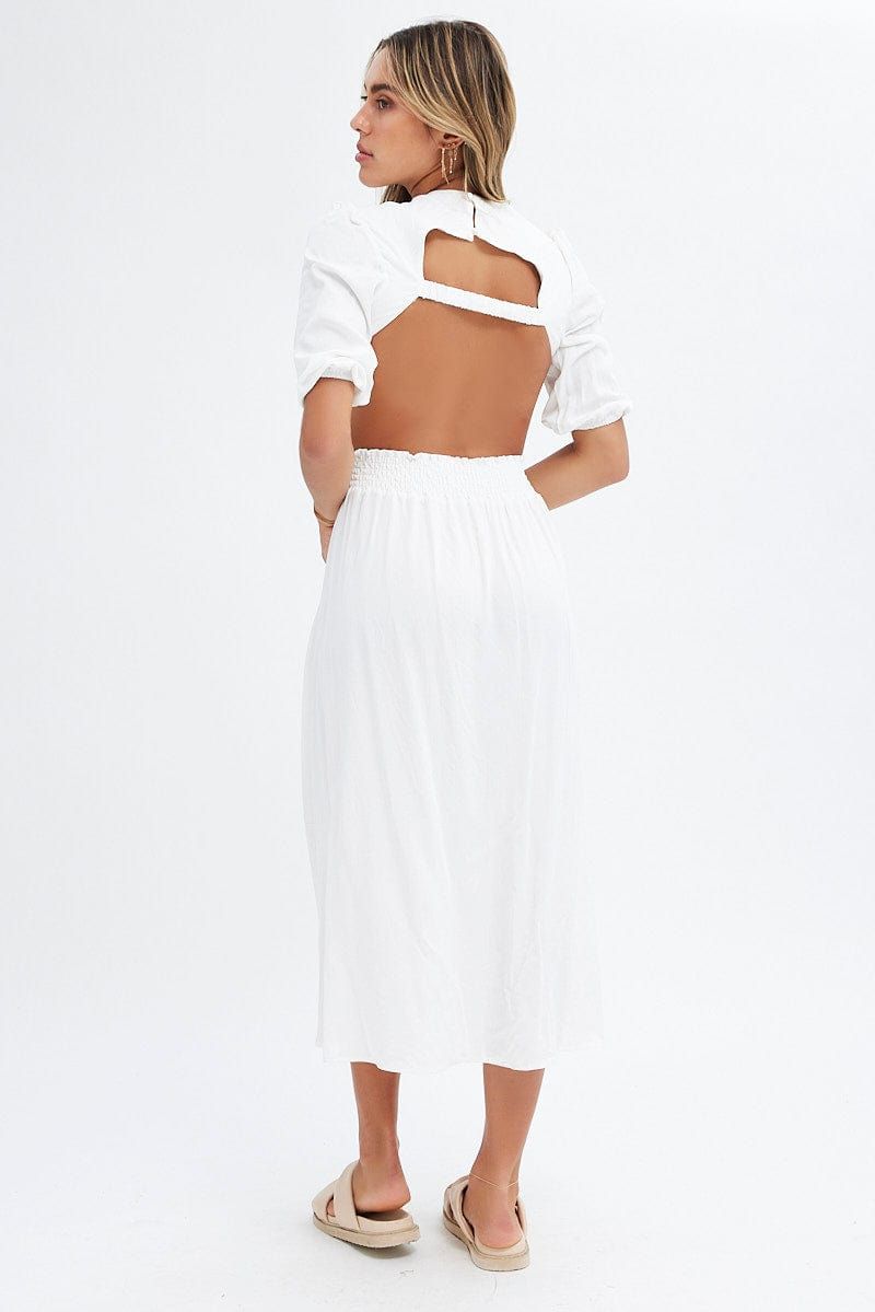 White Cutout Midi Dress sold by Ally Fashion product image thumbnail 5