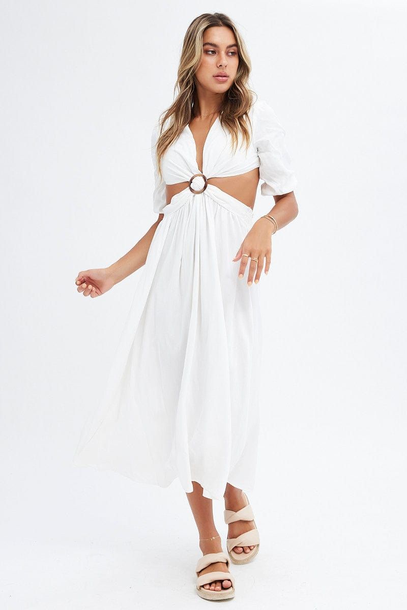 White Cutout Midi Dress sold by Ally Fashion product image thumbnail 3