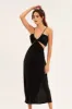 Black Plisse Midi Dress Tie Back sold by Ally Fashion