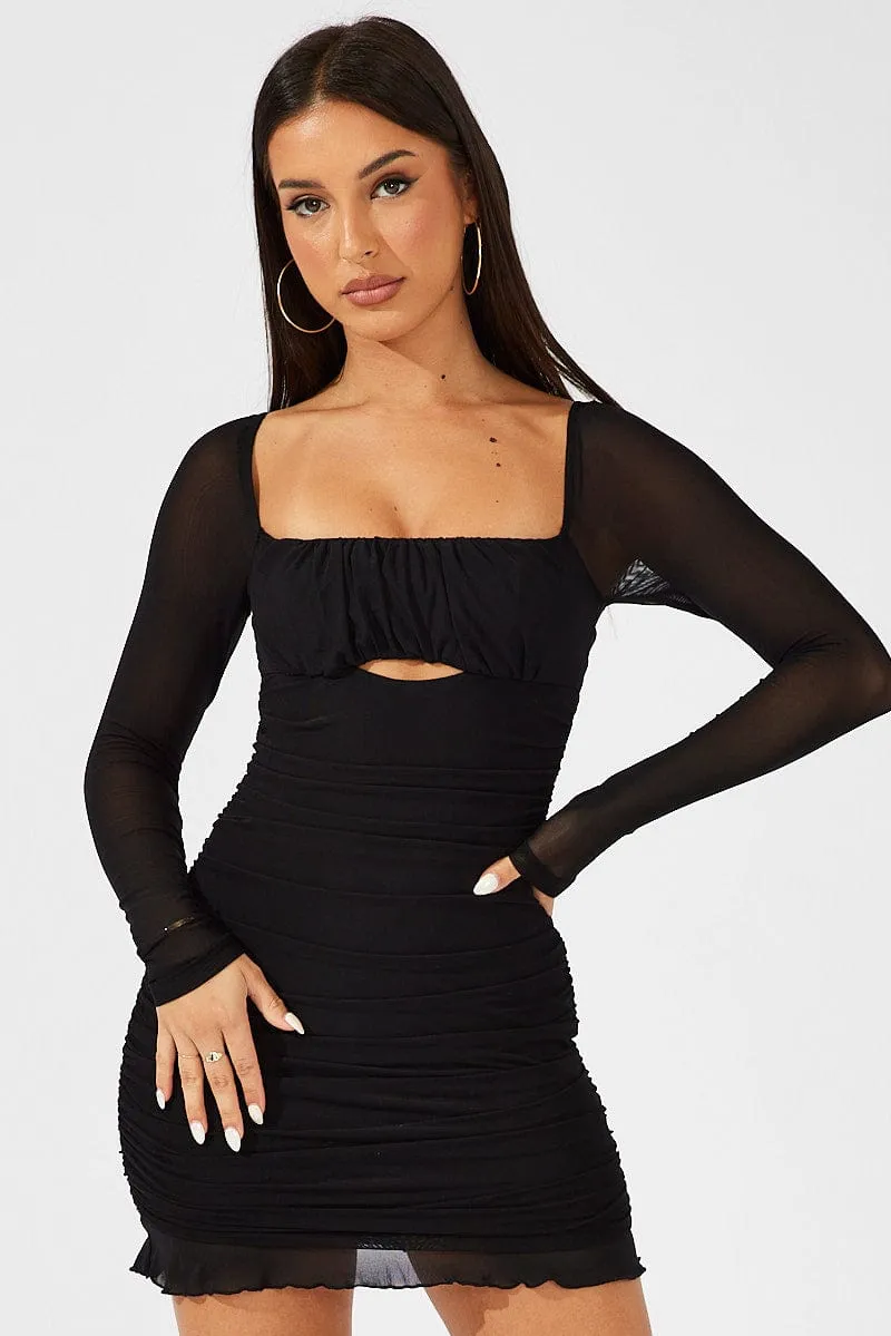 Black Bodycon Dress Ruched Mesh sold by Ally Fashion product image thumbnail 3